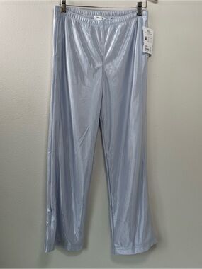 NEW Athleta Girl Shine On Track Wide Leg Pant Silver Blue Metallic Youth XXL 16